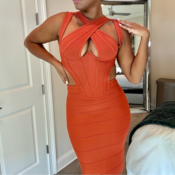 Fashion Nova Bold Orange Backless Dress - Picture 6 of 8